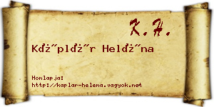 Káplár Heléna névjegykártya